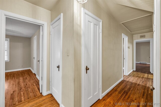 corridor featuring wood-type flooring