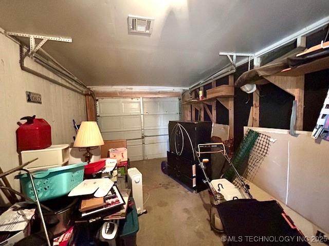 garage with visible vents