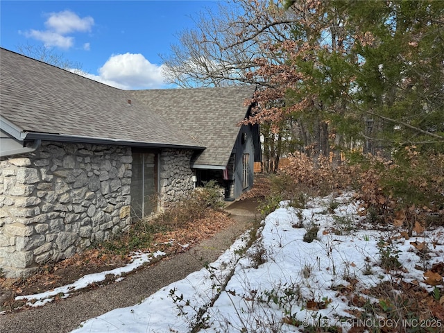 view of snow covered exterior