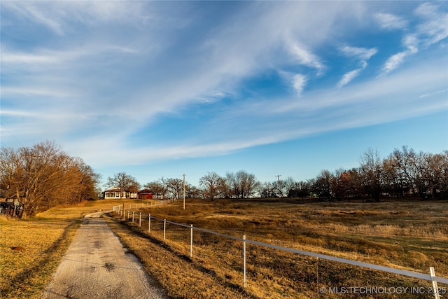 view of road featuring a rural view