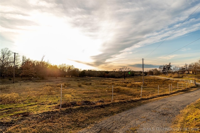 view of road featuring a rural view