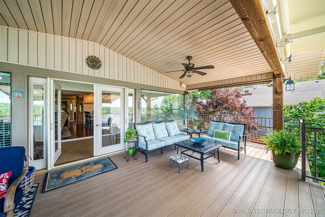 deck with an outdoor living space