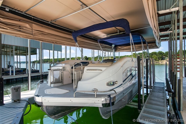 dock area featuring a water view