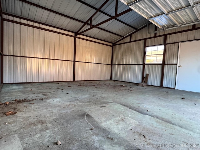 garage with wooden walls