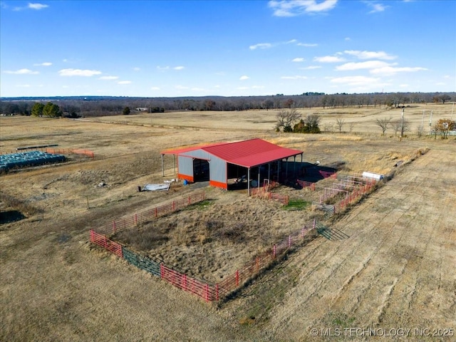 aerial view featuring a rural view