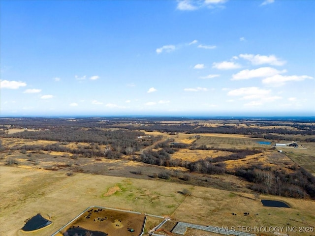 bird's eye view featuring a rural view