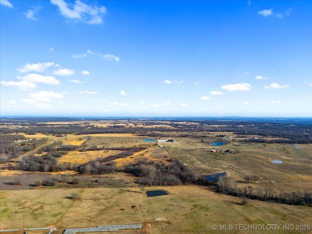 drone / aerial view with a rural view