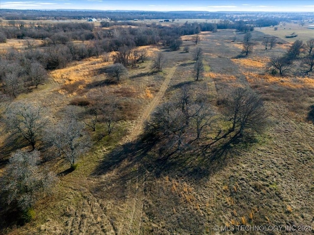 birds eye view of property featuring a rural view