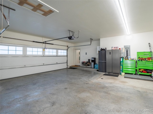 garage with a garage door opener