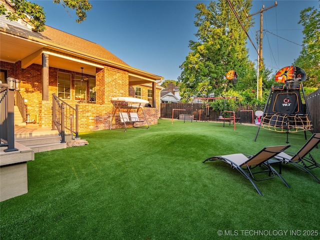 view of yard with a playground