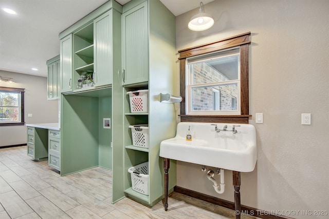 bathroom featuring wood-type flooring