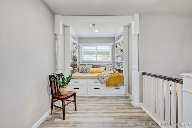 living area with light wood-type flooring