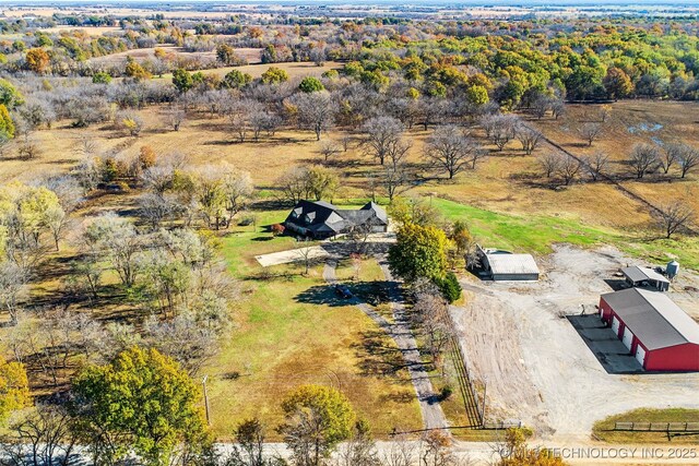 aerial view featuring a rural view