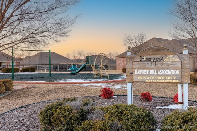 view of playground at dusk