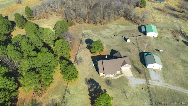 drone / aerial view featuring a rural view