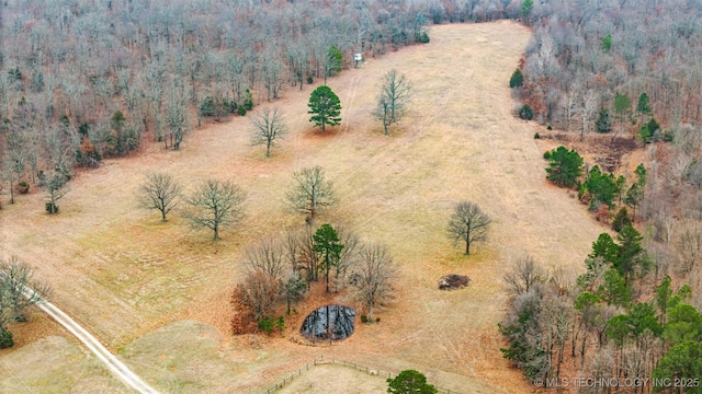 birds eye view of property with a rural view