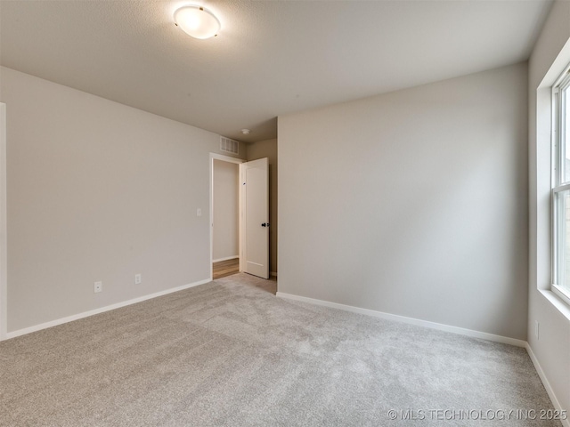 unfurnished room featuring light colored carpet and a healthy amount of sunlight