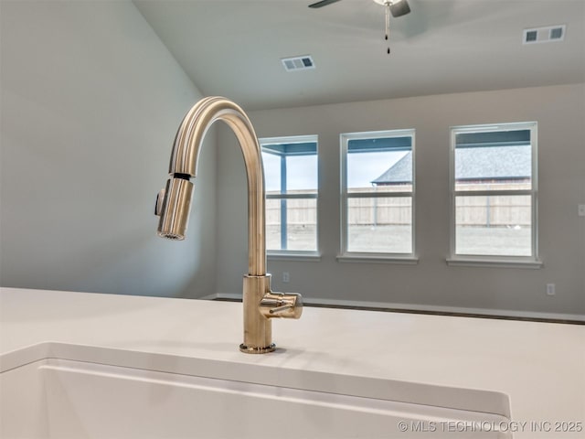 details with sink and ceiling fan