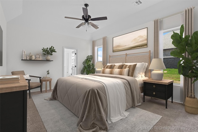 31112 E 65th Pl S, Broken Arrow, OK 74014 - bedroom featuring light carpet, a ceiling fan, and visible vents
