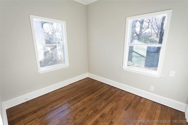 unfurnished room with wood-type flooring