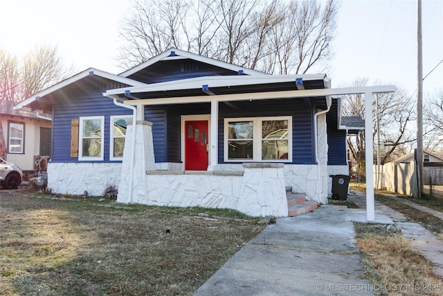 bungalow featuring a porch