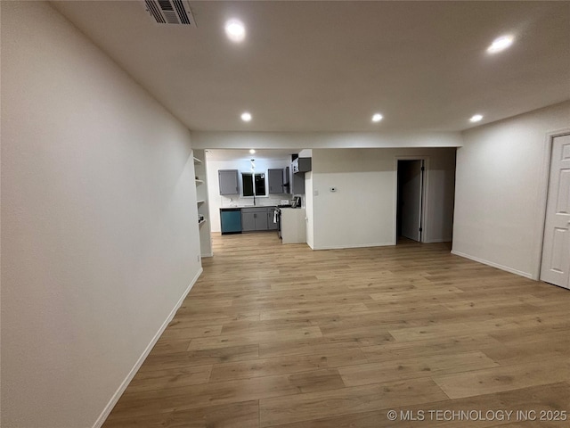 unfurnished living room with light hardwood / wood-style floors