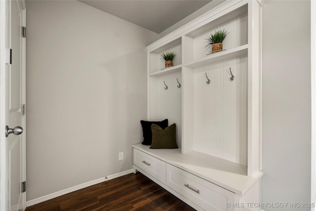 mudroom featuring dark hardwood / wood-style flooring