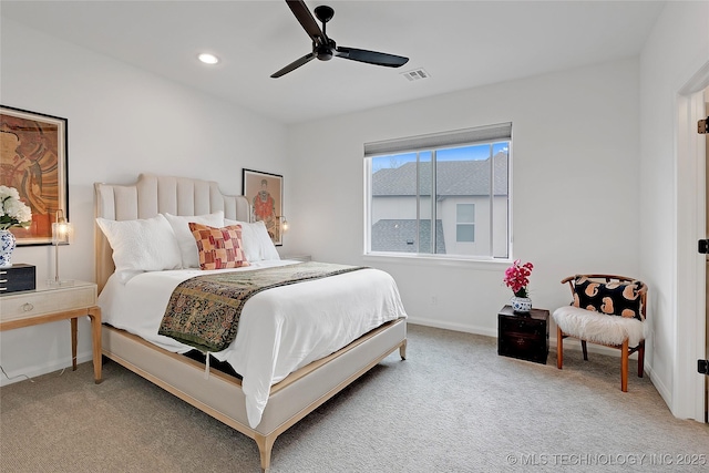 bedroom with carpet and ceiling fan