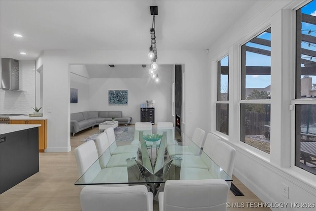 dining area with light hardwood / wood-style flooring