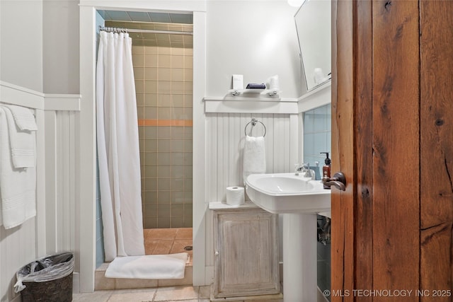 bathroom featuring walk in shower