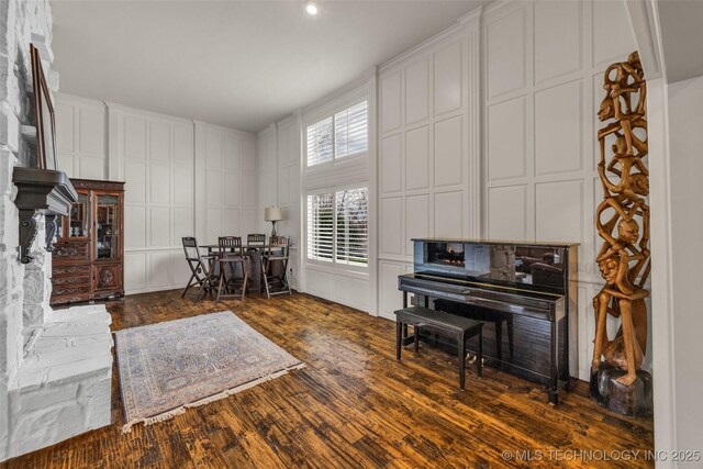 miscellaneous room with dark hardwood / wood-style flooring