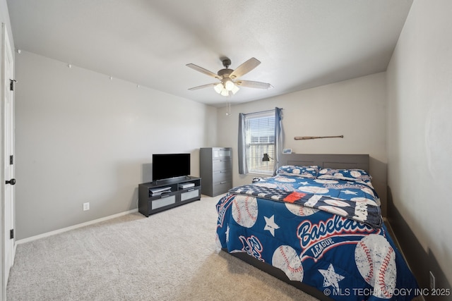 bedroom with carpet floors and ceiling fan