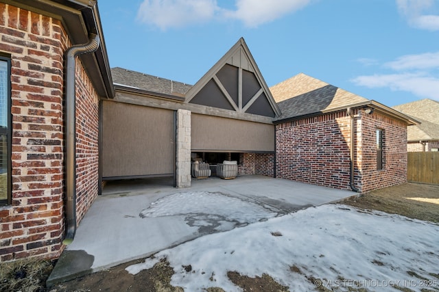 view of snow covered property