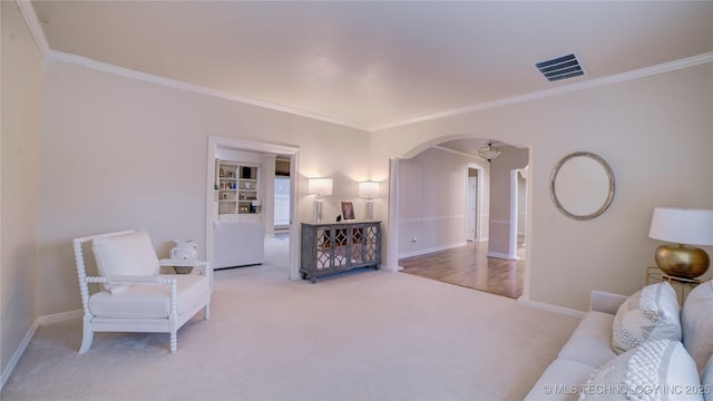 interior space with crown molding