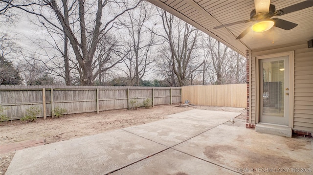 view of patio / terrace featuring ceiling fan