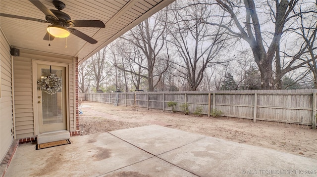 view of patio / terrace with ceiling fan