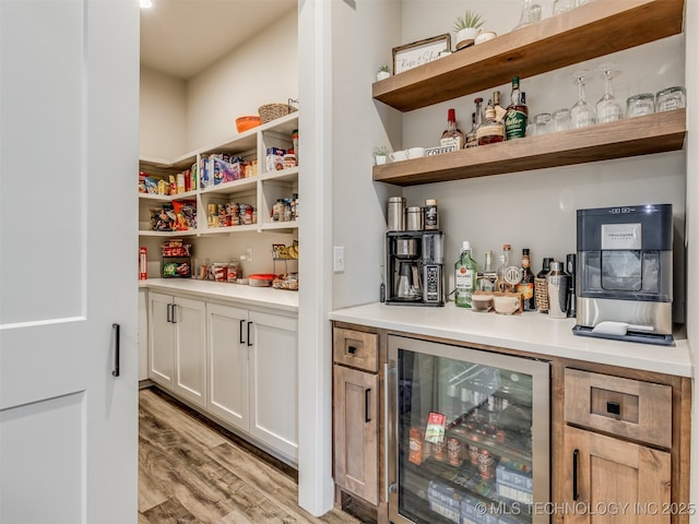 pantry with beverage cooler