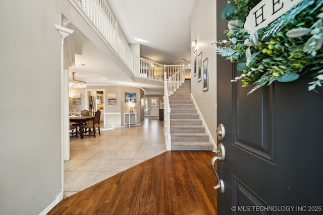 foyer with light tile patterned floors