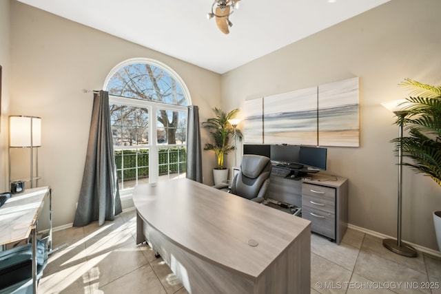 view of tiled home office