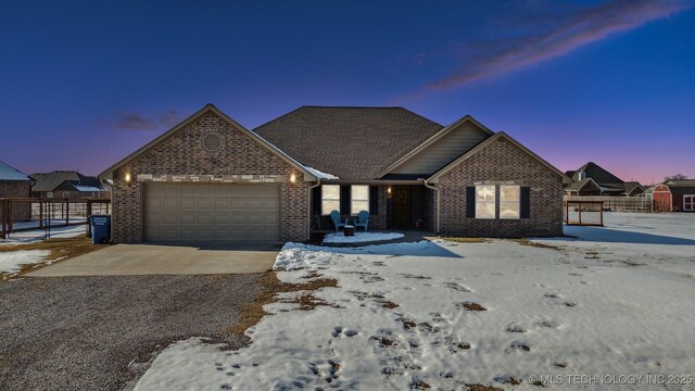 view of front of house with a garage