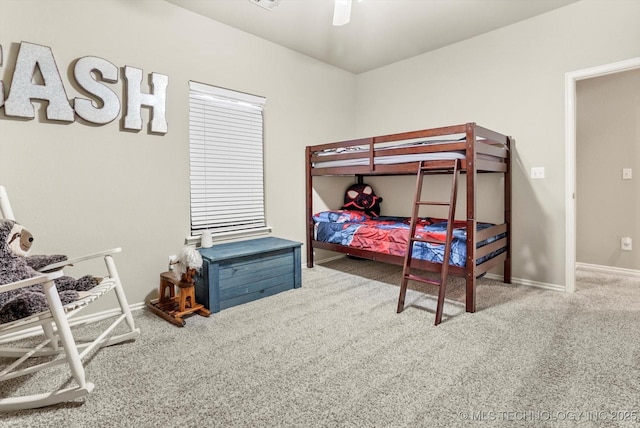 bedroom with carpet floors and ceiling fan