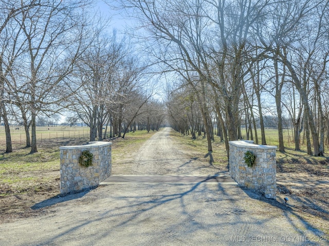 view of road with a rural view