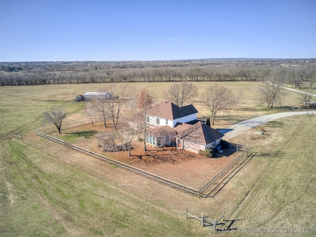 aerial view with a rural view