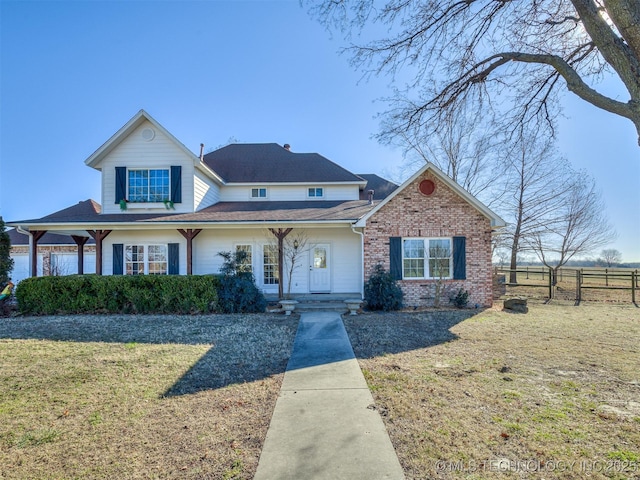 view of front of home with a front yard