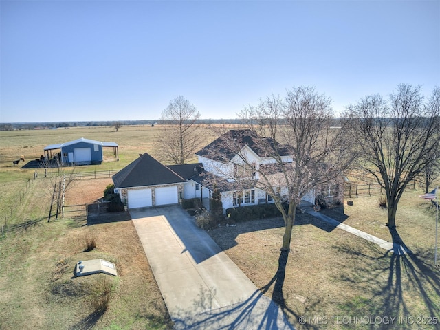 bird's eye view featuring a rural view