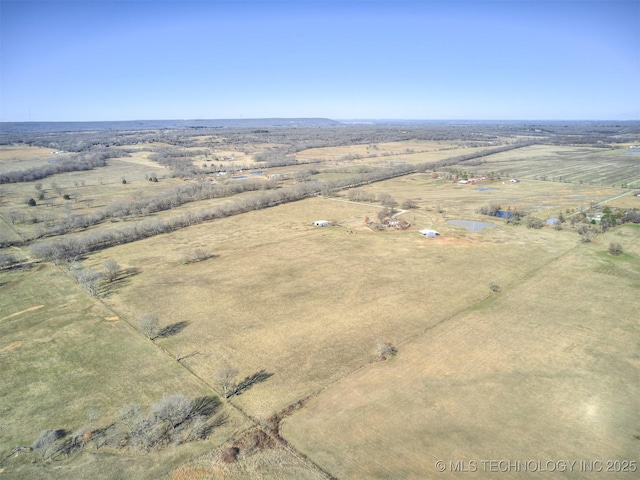 aerial view featuring a rural view