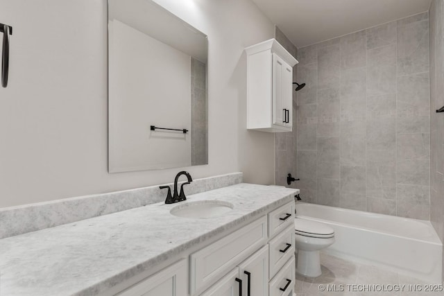 4006 S Dogwood Pl, Broken Arrow, OK 74012 - bathroom featuring toilet, vanity, shower / tub combination, and tile patterned flooring