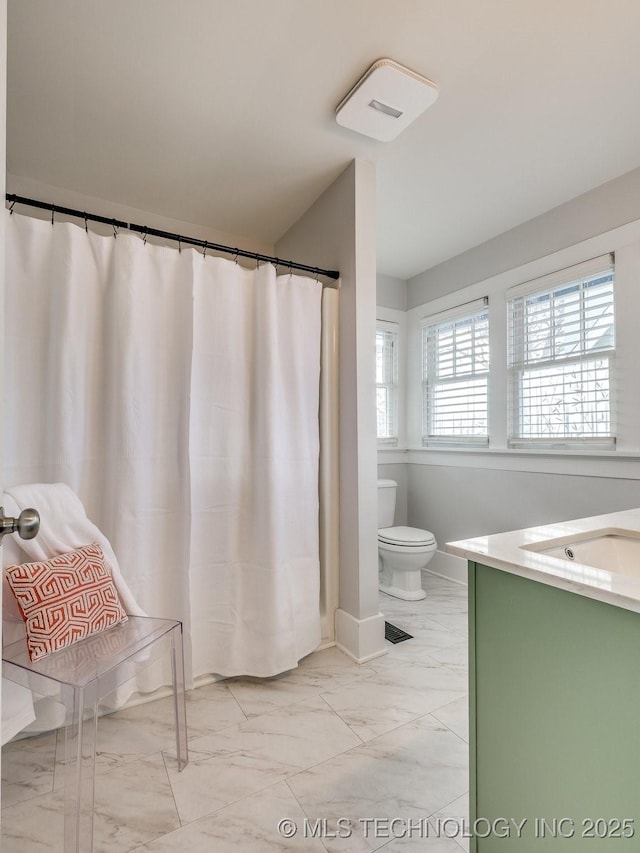 bathroom with toilet and vanity