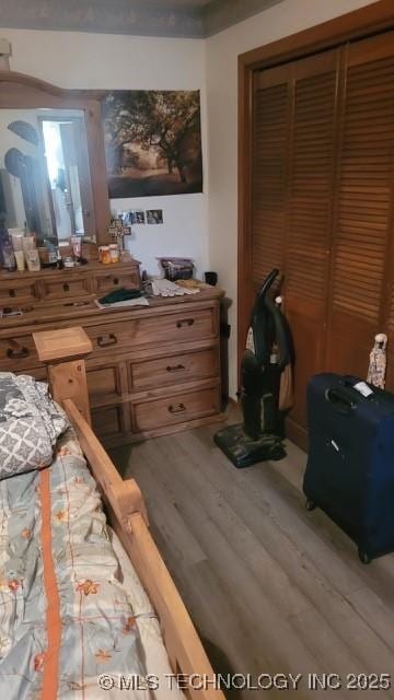 unfurnished bedroom featuring a closet and light hardwood / wood-style floors