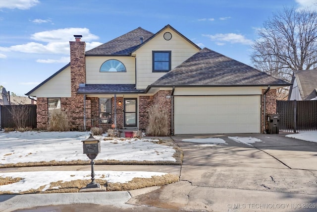 front of property with a garage